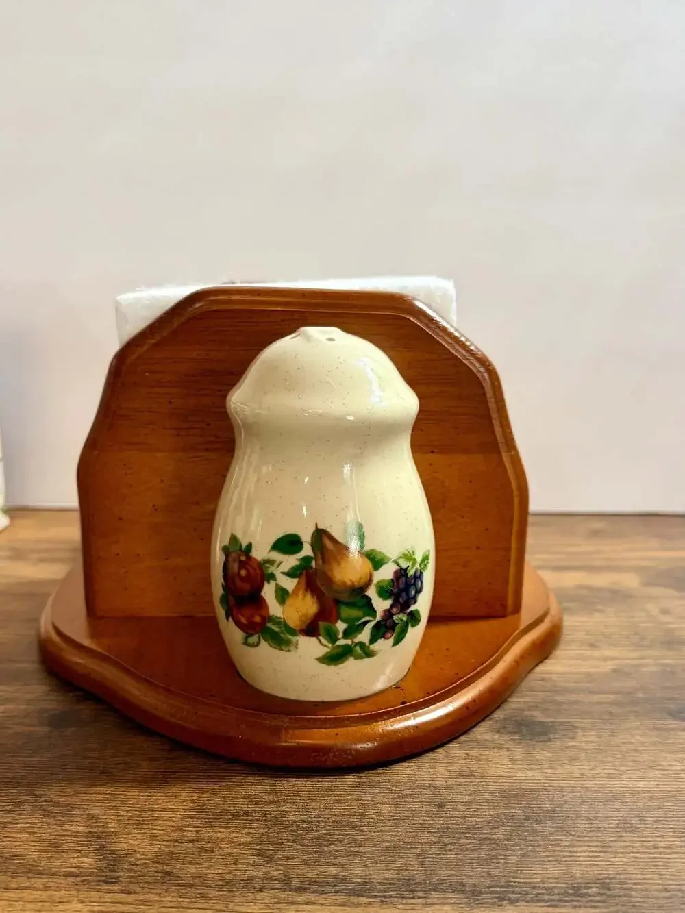 Sonoma Salt & Pepper Set on Wood Napkin Holder Tray by Sakura